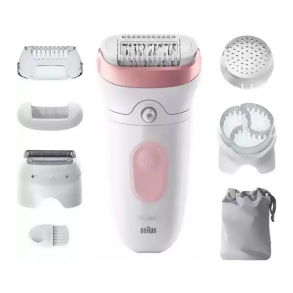 Braun Silk-epil 7 Epilator, Shaver & Trimmer White/Pink, Up to 40 Mins Run Time, SE-7060