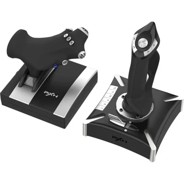 PXN 2119 Pro PC Joystick, Flight Simulator Joystick with Throttle, Vibration & Multi-Button Control – Black