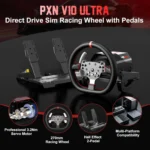 PXN V10 Ultra Gaming Racing Steering Wheel – Black - Image 2