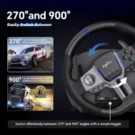PXN V9 Gen2 Gaming Steering Wheel with Pedals and Shifter – Black - Image 3