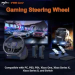 PXN V900 Gen2 Gaming Steering Wheel with Pedals – Black - Image 2